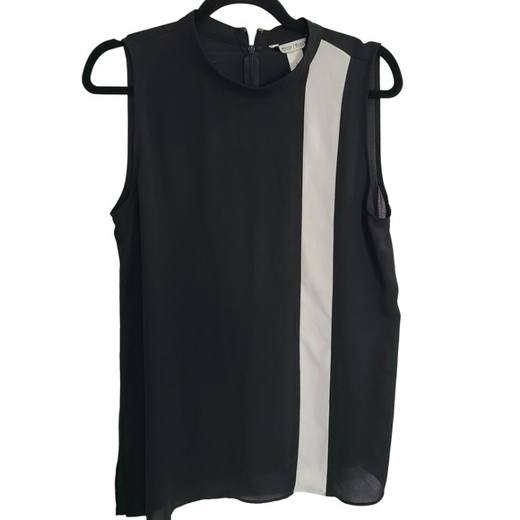 White House Black Market Tops - White House Black Market Black White Colorblock Sleeveless Shell Blouse Large